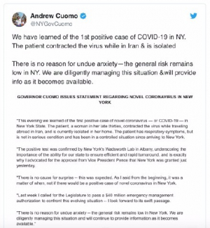 高娓娓疫情日记：纽约确诊一例&ldquo;新冠肺炎&rdquo;！老美仍然不戴口罩满街逛