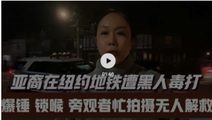 高娓娓：美国亚裔坐地铁遭黑人毒打、暴锤、锁喉至昏迷，旁观者忙拍摄冷漠无人解救
