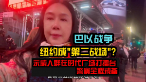 中东叙利亚战争,巴以战争,纽约成"第二战场"?示威人群在时代广场打擂台 警察全程戒备